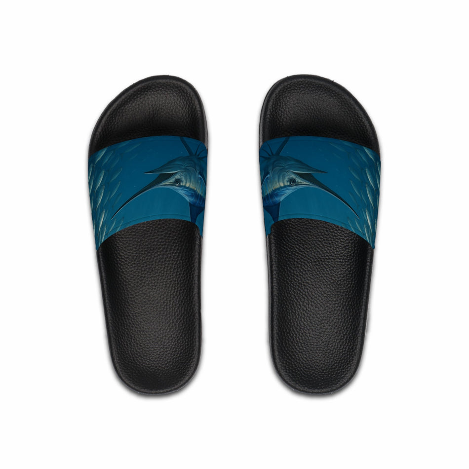 Men's Slide Sandals - Blue Marlin Design for Summer Beach Days - Get Tight Gear
