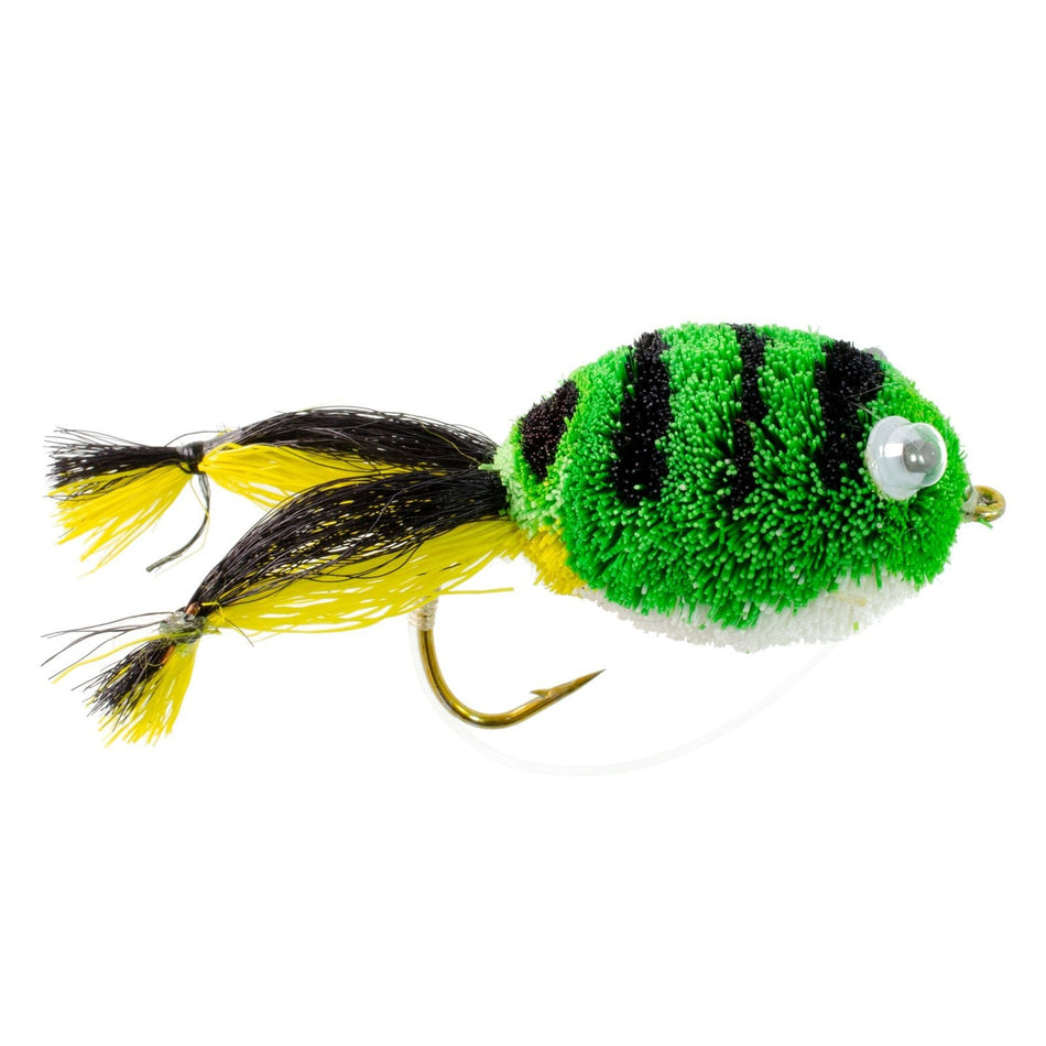 Messingers Frog Bass Fly Fishing Bug 6 Flies Hook Size 4 Wide Gape Bass Hooks With Weed Guard - Get Tight Gear