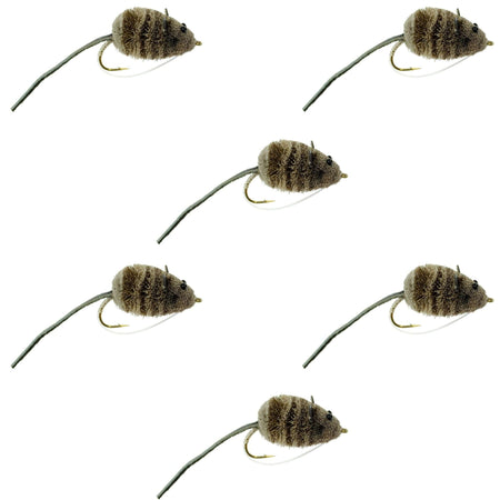 Mighty Mouse Deer Hair Bug 6 Flies Hook Size 4 - Bass Fly Fishing Bug Wide Gape Bass Hooks With Weed Guard - Get Tight Gear