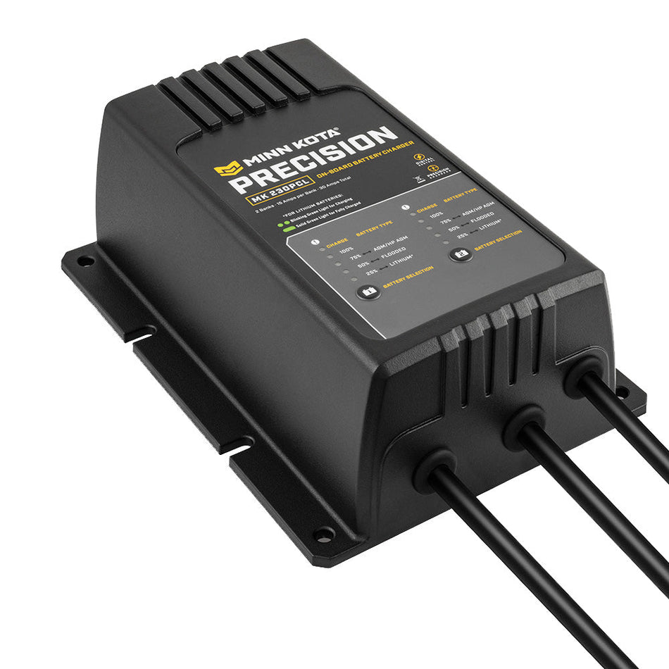 Minn Kota On - Board Precision Charger MK - 230 PCL 2 Bank x 15 AMP LI Optimized Charger - Get Tight Gear