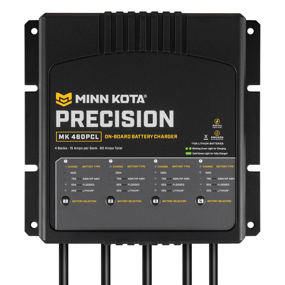 Minn Kota On - Board Precision Charger MK - 460 PCL 4 Bank x 15 AMP LI Optimized Charger - Get Tight Gear