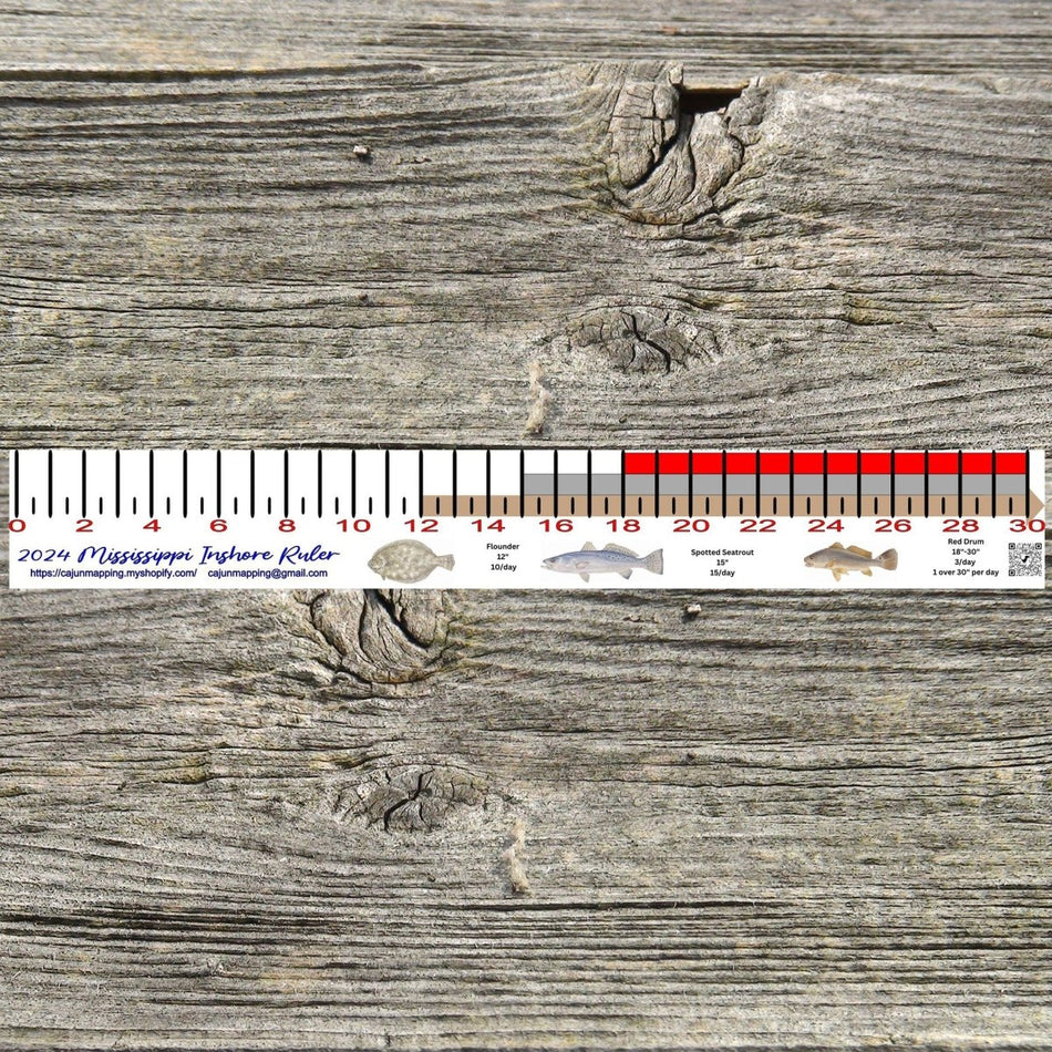 Mississippi Inshore Fishing Slot Ruler Decal - Get Tight Gear
