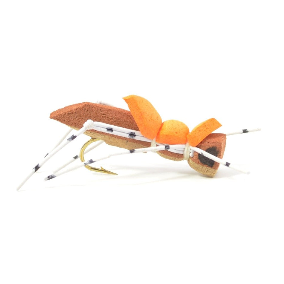 Moorish Hopper Brown Tan Foam Body Grasshopper Fly - 1 Dozen Flies Hook Size 10 - Get Tight Gear