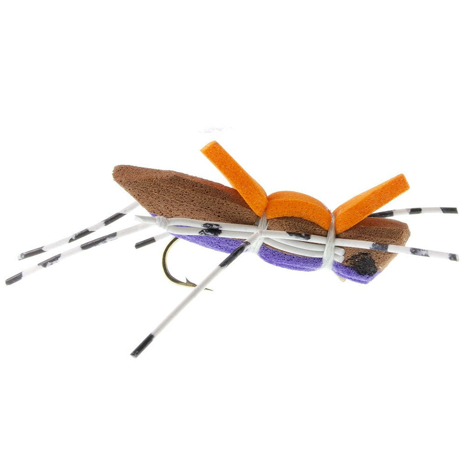 Moorish Hopper Purple Foam Body Grasshopper Fly - 6 Flies Hook Size 10 - Get Tight Gear
