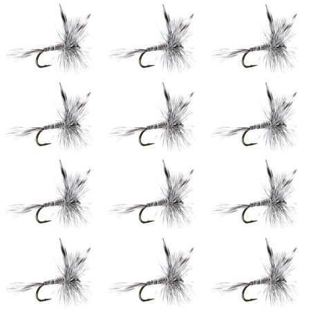 Mosquito Classic Trout Dry Fly Fishing Flies - 1 Dozen Size 12 - Get Tight Gear
