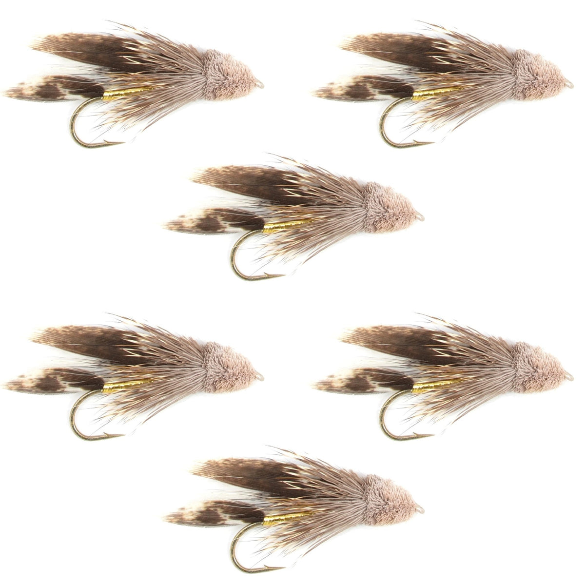 Muddler Minnow Fly Fishing Flies - Classic Bass and Trout Streamers - Set of 6 Flies Hook Size 10 - Get Tight Gear