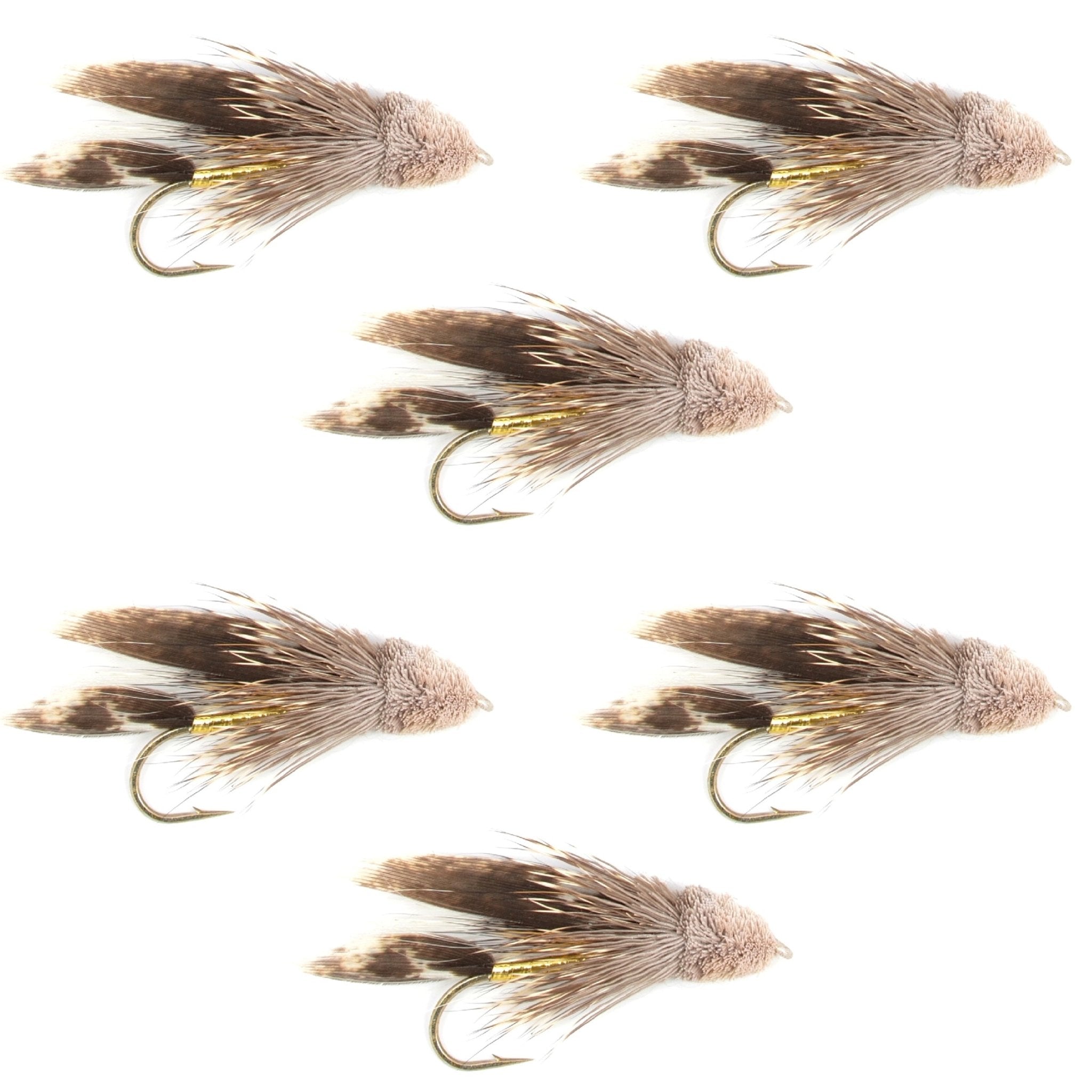Muddler Minnow Fly Fishing Flies - Classic Bass and Trout Streamers - Set of 6 Flies Hook Size 10 - Get Tight Gear