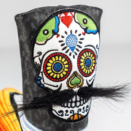 Mustache Sugar Skull - Blade Putter Cover Gray Camo - Get Tight Gear