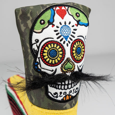 Mustache Sugar Skull - Blade Putter Cover Green Camo - Get Tight Gear