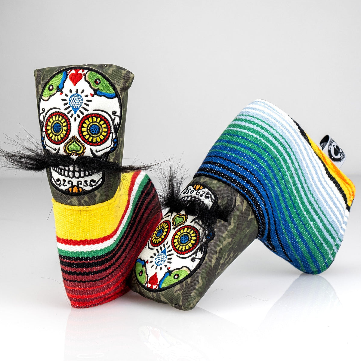 Mustache Sugar Skull - Blade Putter Cover Green Camo - Get Tight Gear