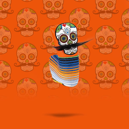 Mustache Sugar Skull - Blade Putter Cover Orange - Get Tight Gear