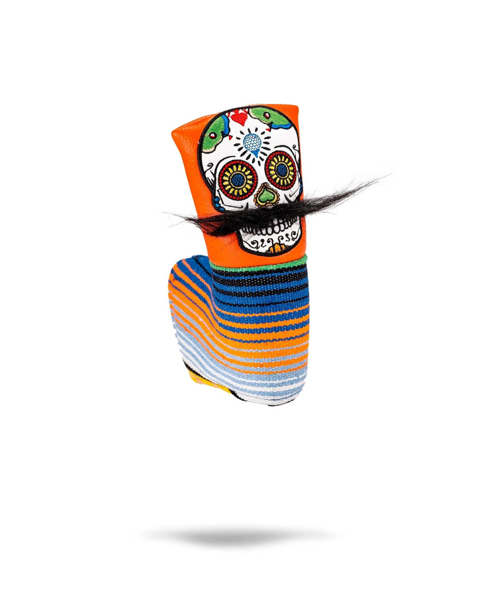 Mustache Sugar Skull - Blade Putter Cover Orange - Get Tight Gear