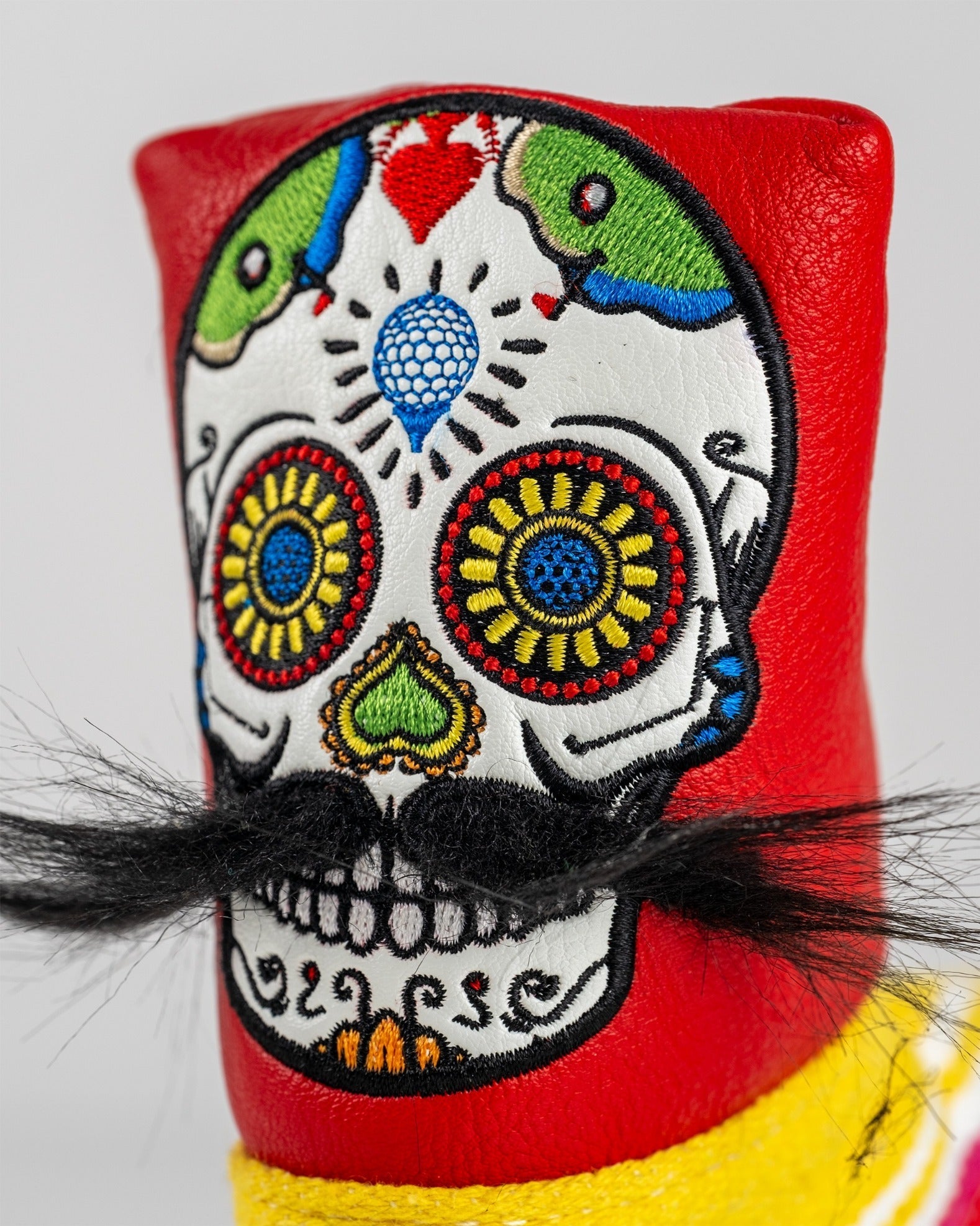 Mustache Sugar Skull - Blade Putter Cover Red - Get Tight Gear