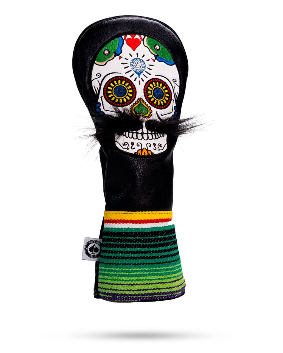 Mustache Sugar Skull - Driver Cover Black - Get Tight Gear