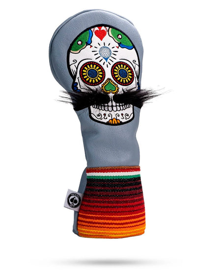Mustache Sugar Skull - Driver Cover Gray - Get Tight Gear