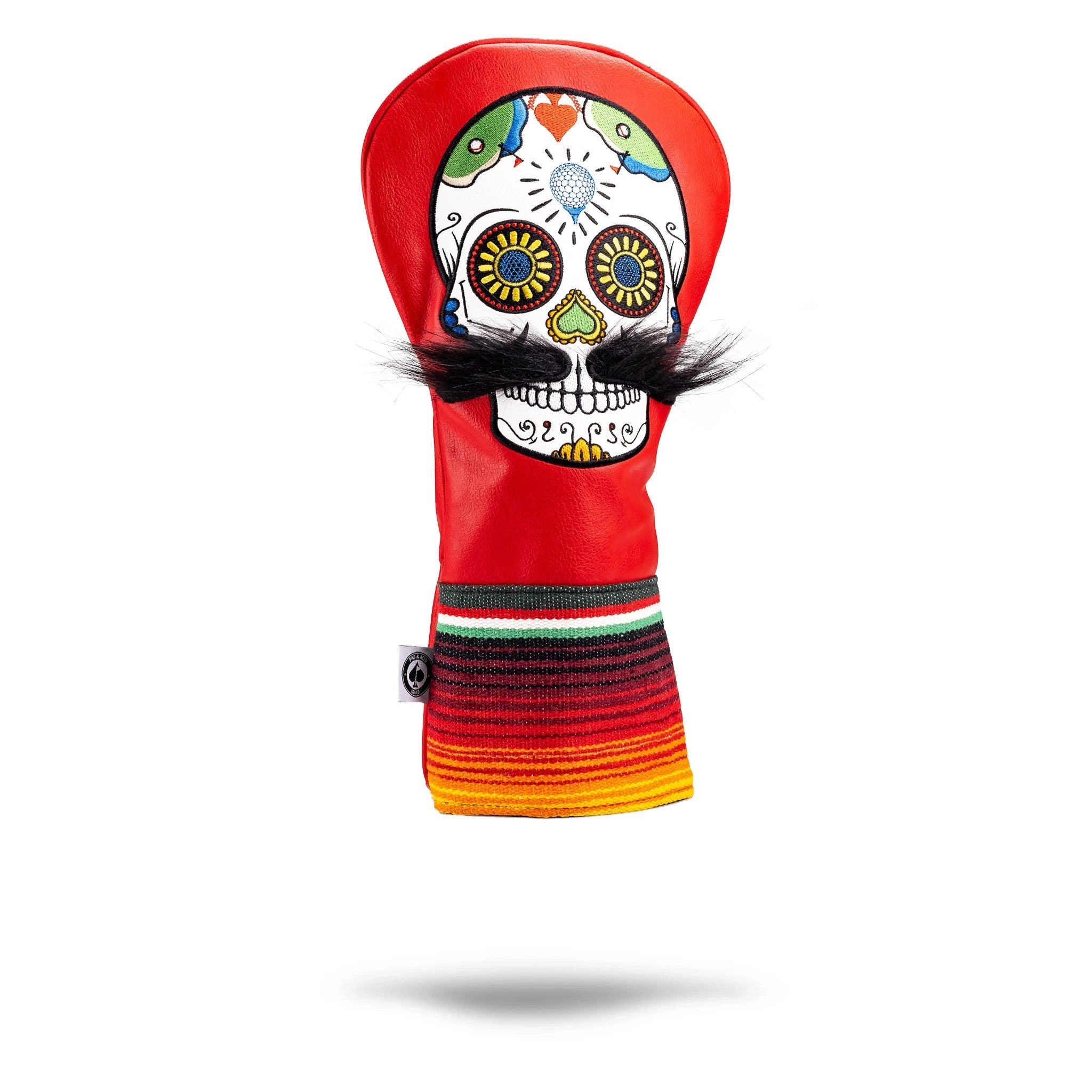 Mustache Sugar Skull - Driver Cover Red - Get Tight Gear