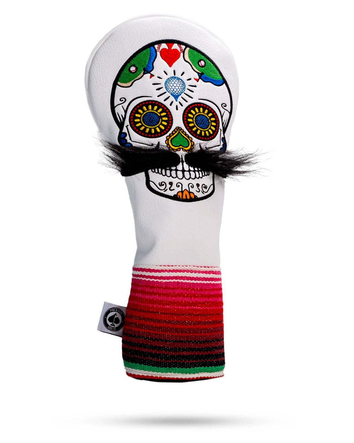 Mustache Sugar Skull - Driver Cover White - Get Tight Gear