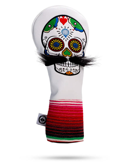 Mustache Sugar Skull - Driver Cover White - Get Tight Gear