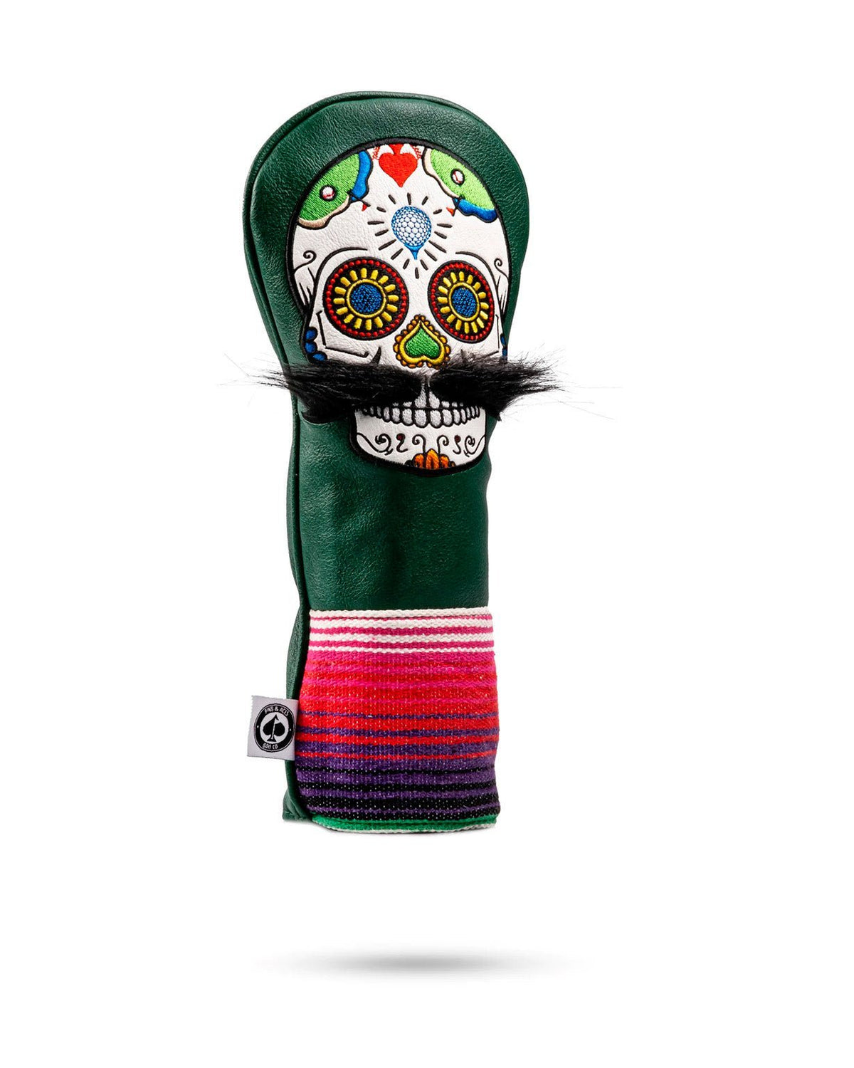 Mustache Sugar Skull - Fairway Cover Green - Get Tight Gear