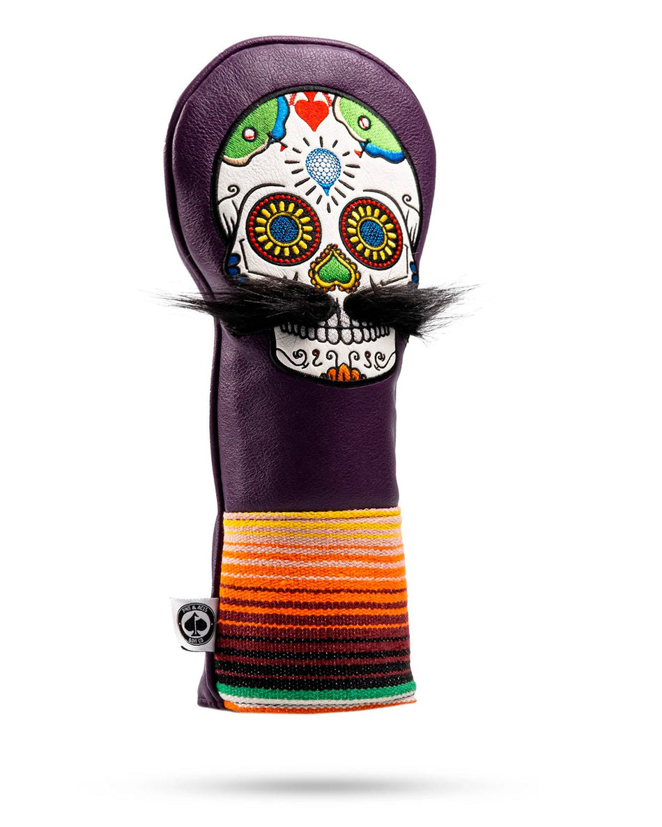 Mustache Sugar Skull - Fairway Cover Purple - Get Tight Gear