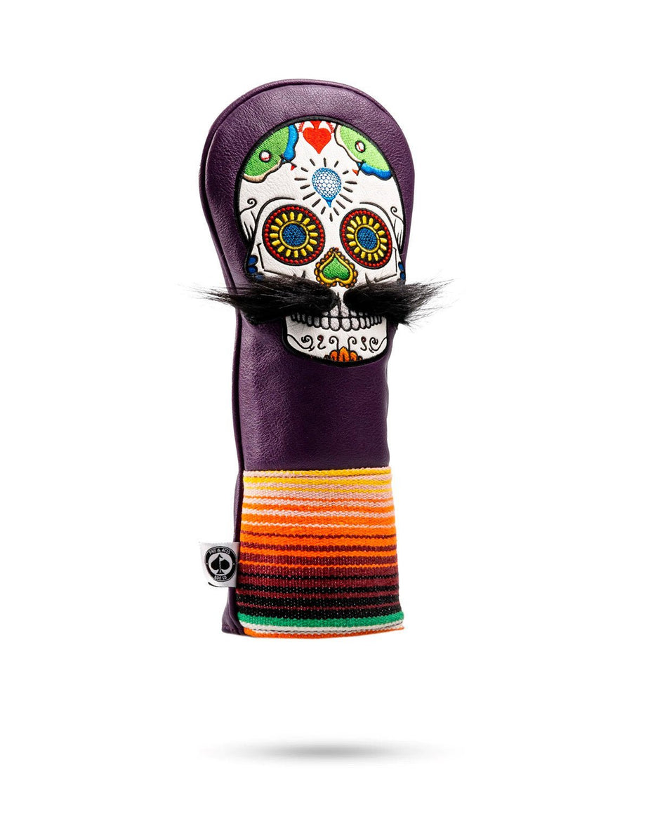 Mustache Sugar Skull - Fairway Cover Purple - Get Tight Gear