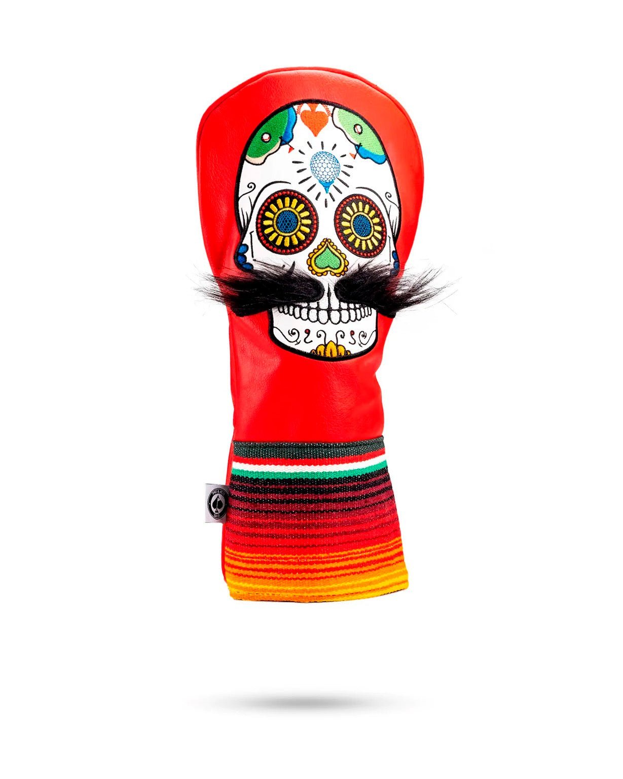 Mustache Sugar Skull - Fairway Cover Red - Get Tight Gear
