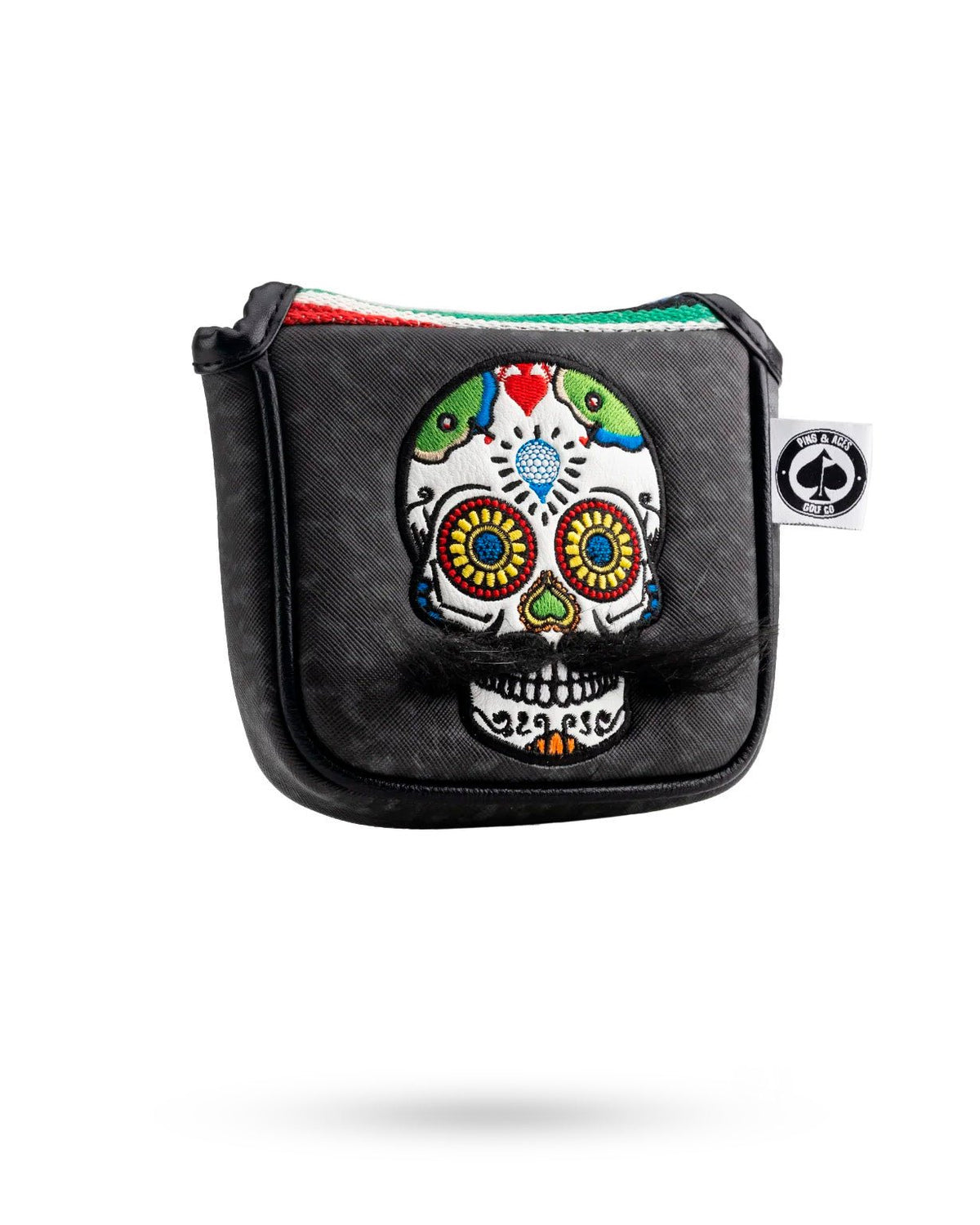 Mustache Sugar Skull - Mallet Putter Cover Gray Camo - Get Tight Gear