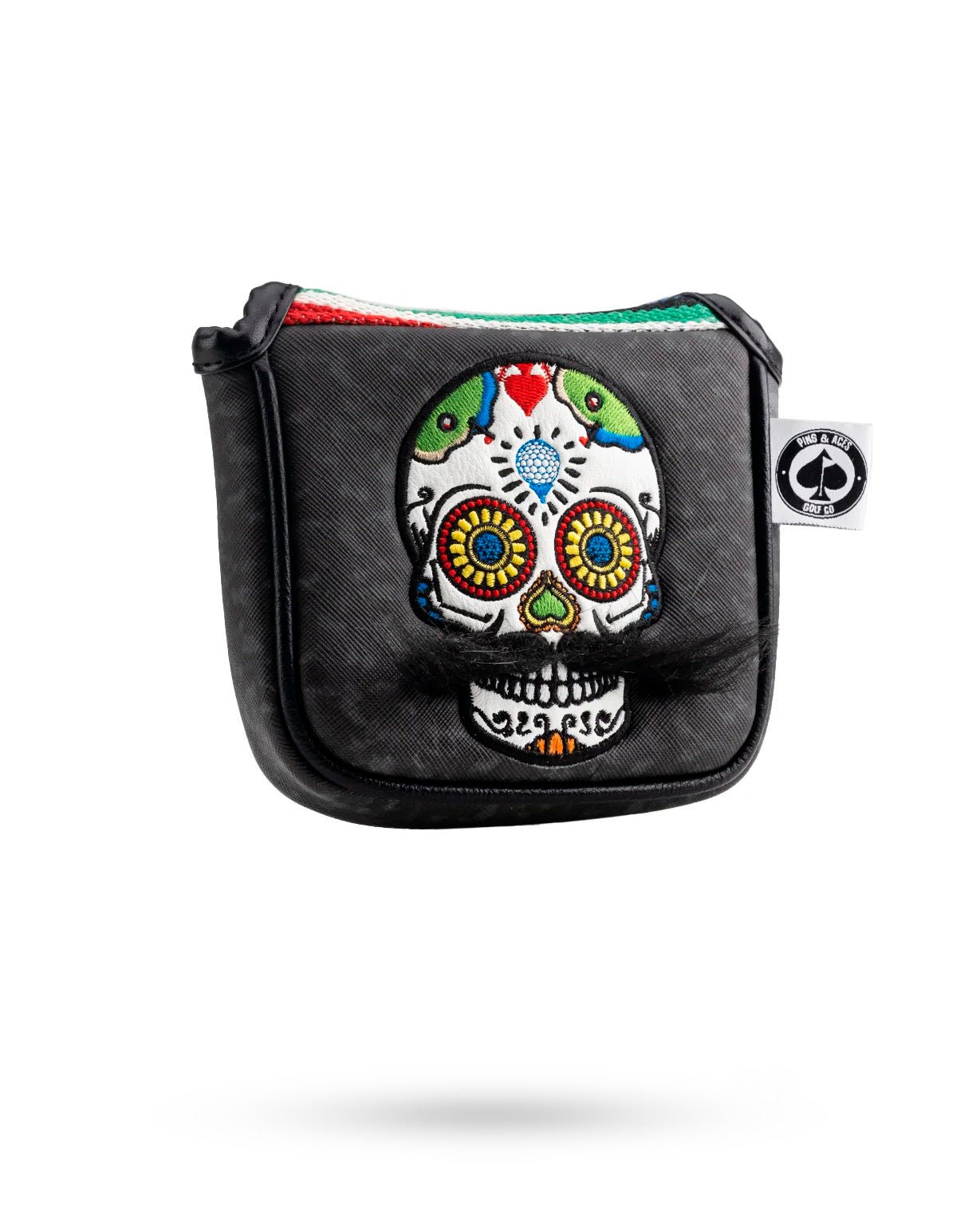 Mustache Sugar Skull - Mallet Putter Cover Gray Camo - Get Tight Gear