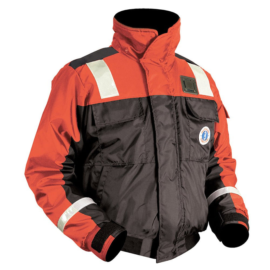 Mustang Classic Flotation Bomber Jacket w/Reflective Tape - Orange/Black - Medium - Get Tight Gear