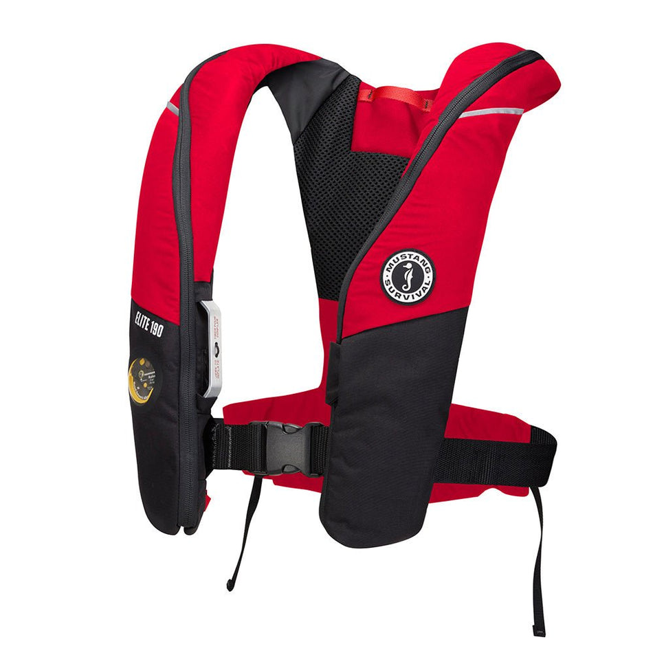 Mustang Elite 190 Offshore Inflatable PFD - Red/Black - Get Tight Gear
