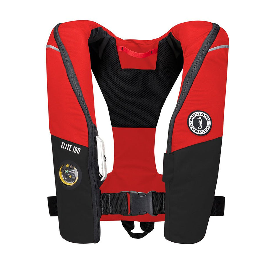 Mustang Elite 190 Offshore Inflatable PFD - Red/Black - Get Tight Gear