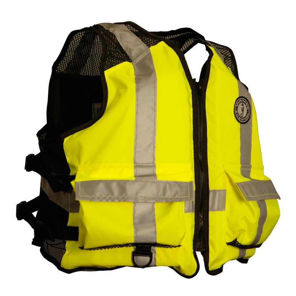 Mustang High Visibility Industrial Mesh Vest - Fluorescent Yellow/Green/Black - Small/Medium - Get Tight Gear