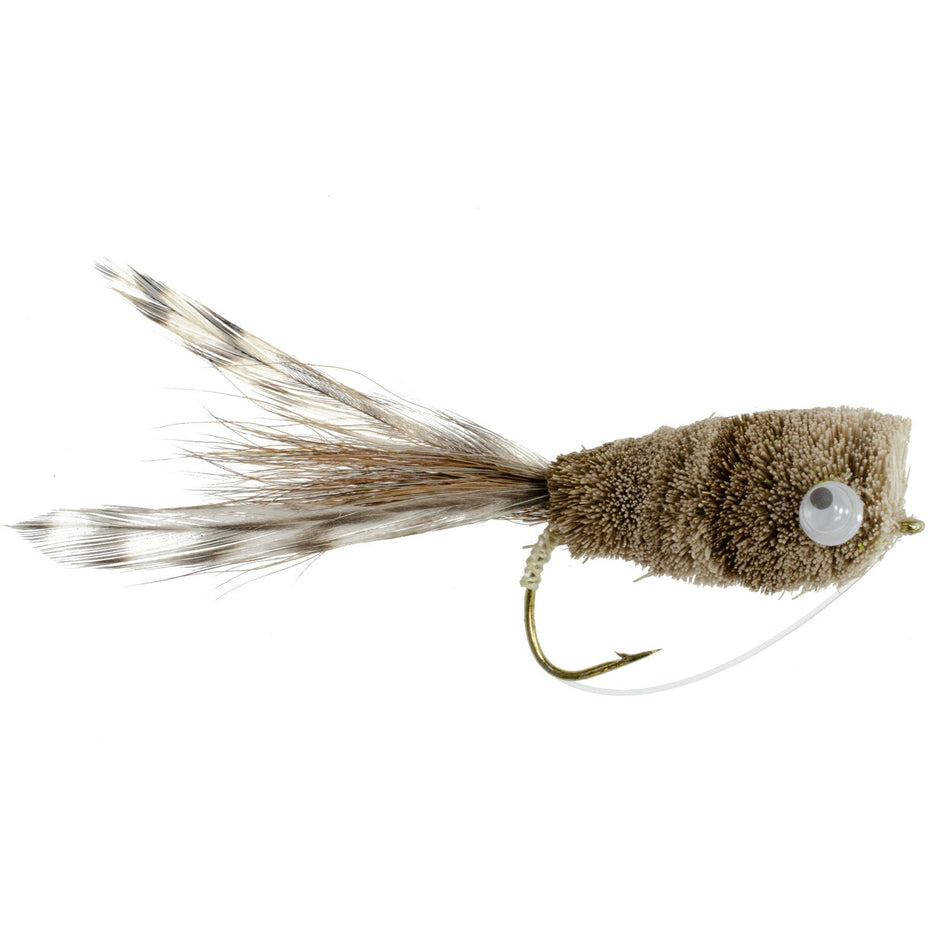 Natural Deer Hair and Grizzly Bass Popper 6 Flies Hook Size 8 Bass Fly Fishing Bug Wide Gape Bass Hooks With Weed Guard - Get Tight Gear
