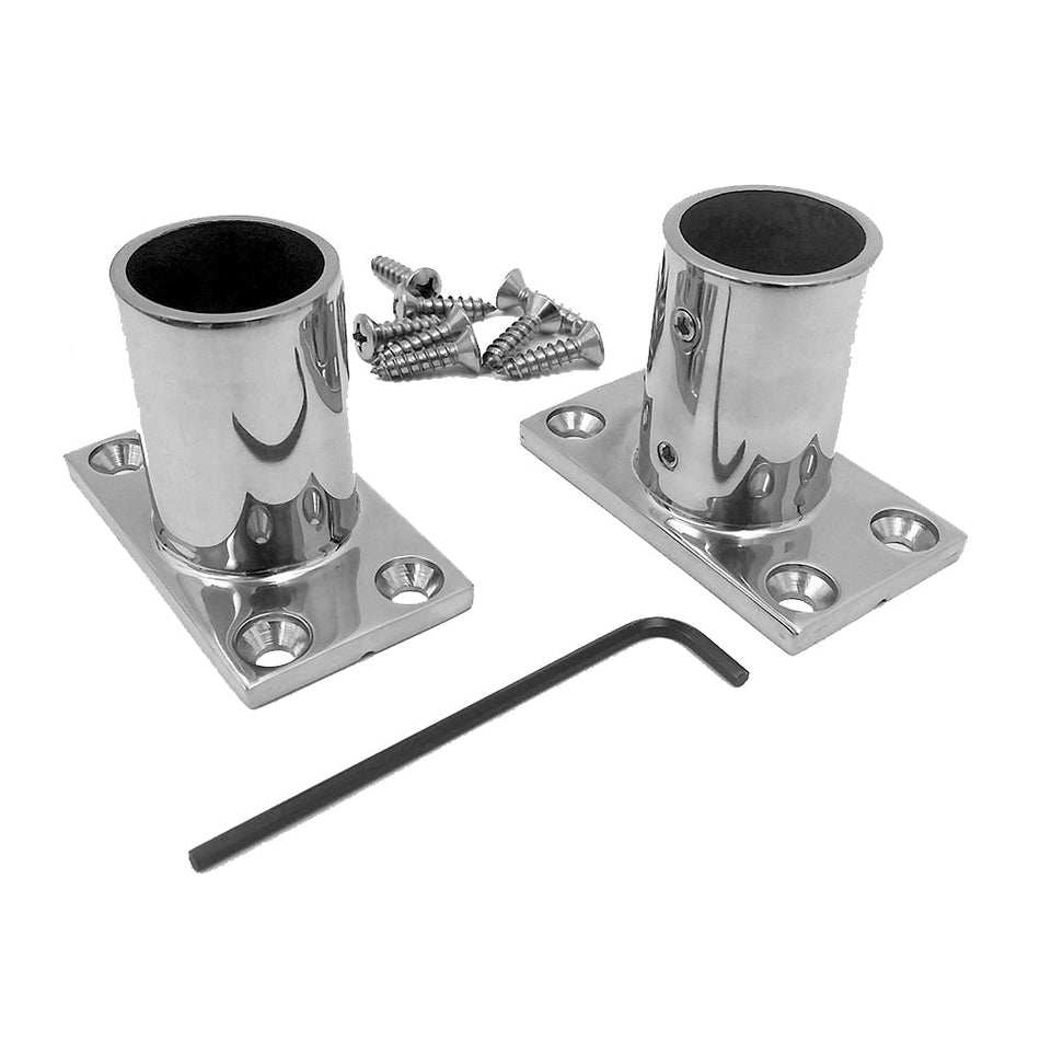 NavPod Stainless Steel Feet f/1.25 Diameter AngleGuards or Stanchion Kits (Rectangular Base) w/Hardware - Get Tight Gear