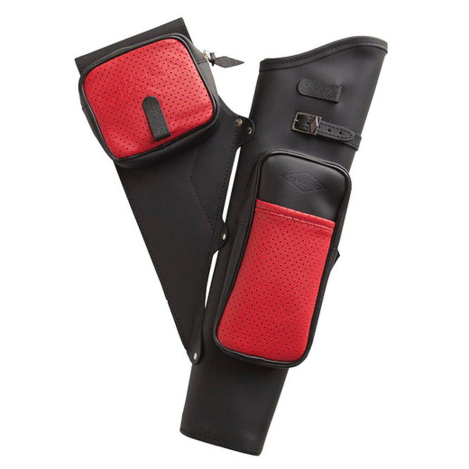 Neet NT - 2100 Leather Target Quiver Black with Red Pockets RH - Get Tight Gear