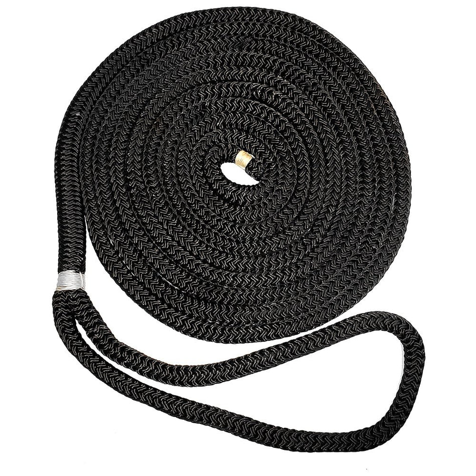 New England Ropes 1/2" Double Braid Dock Line - Black - 25' - Get Tight Gear