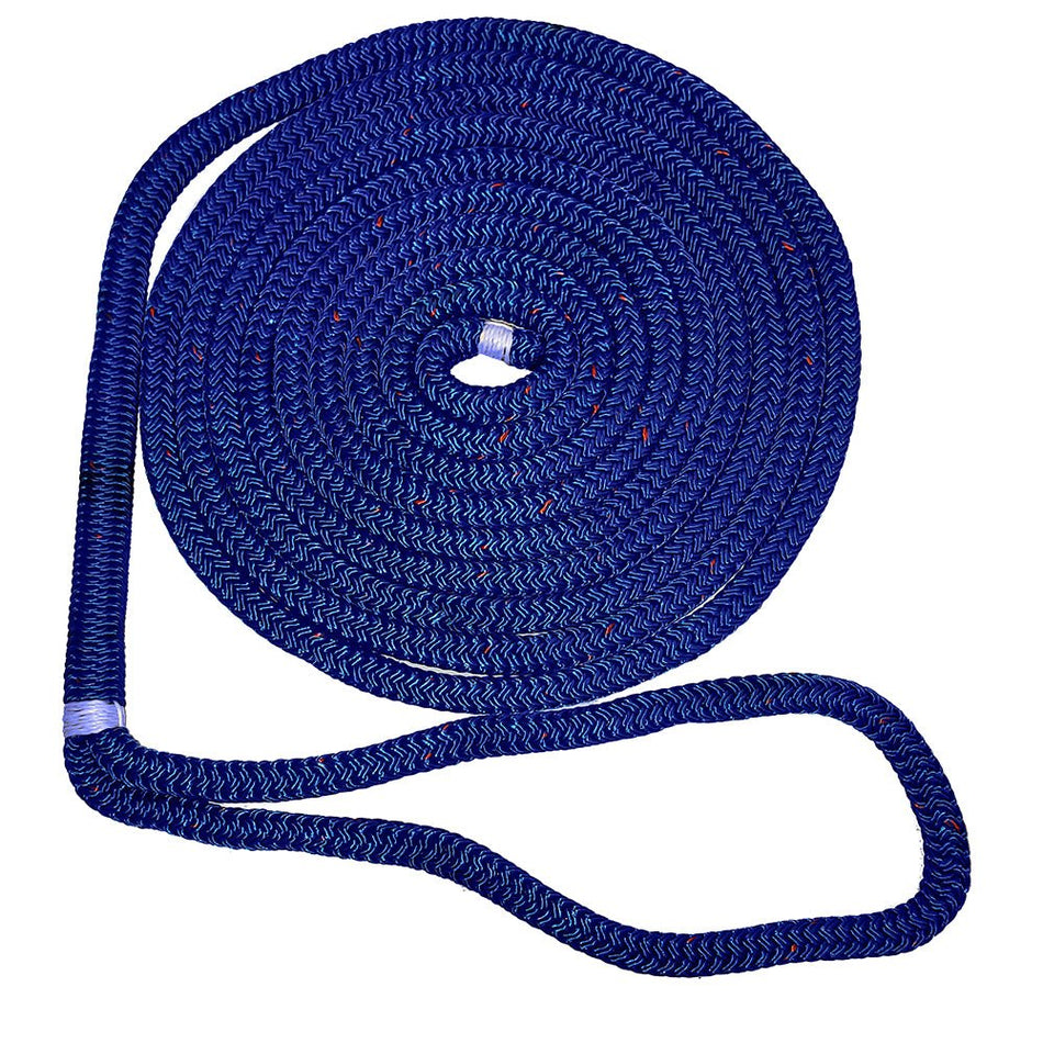 New England Ropes 3/8" Double Braid Dock Line - Blue w/Tracer - 15' - Get Tight Gear