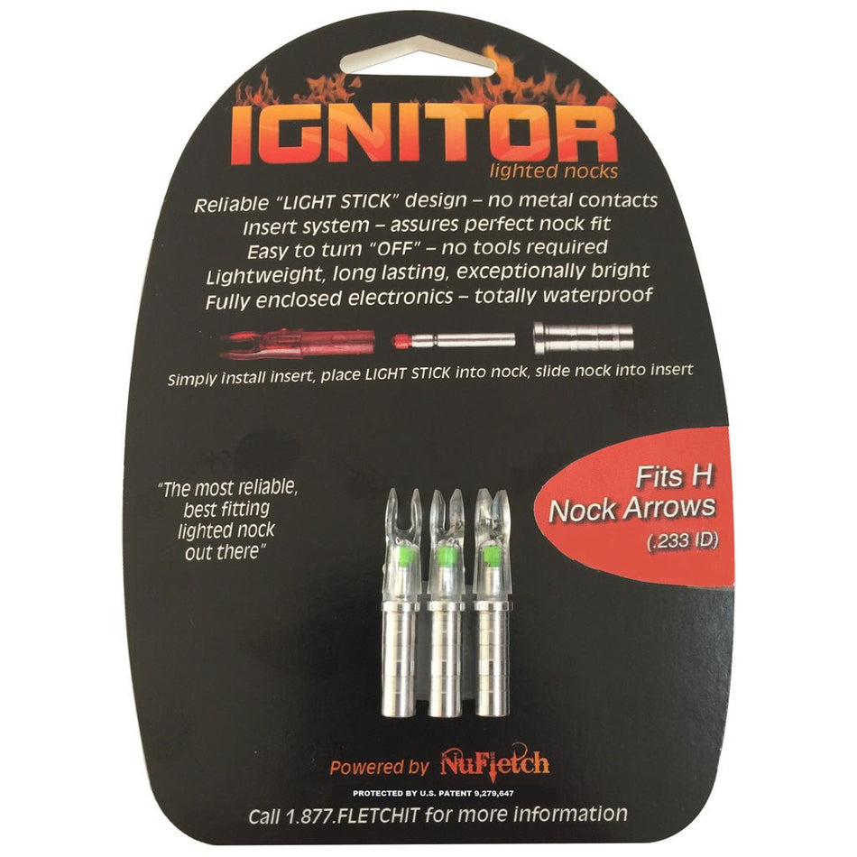 NuFletch Ignitor Nocks Green H 3 pk. - Get Tight Gear