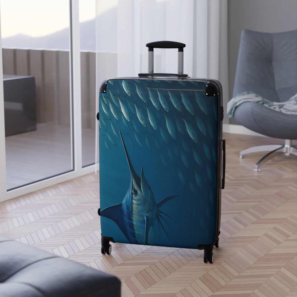 Ocean Journey Suitcase with Marlin Design - Perfect for Travelers and Adventurers - Get Tight Gear