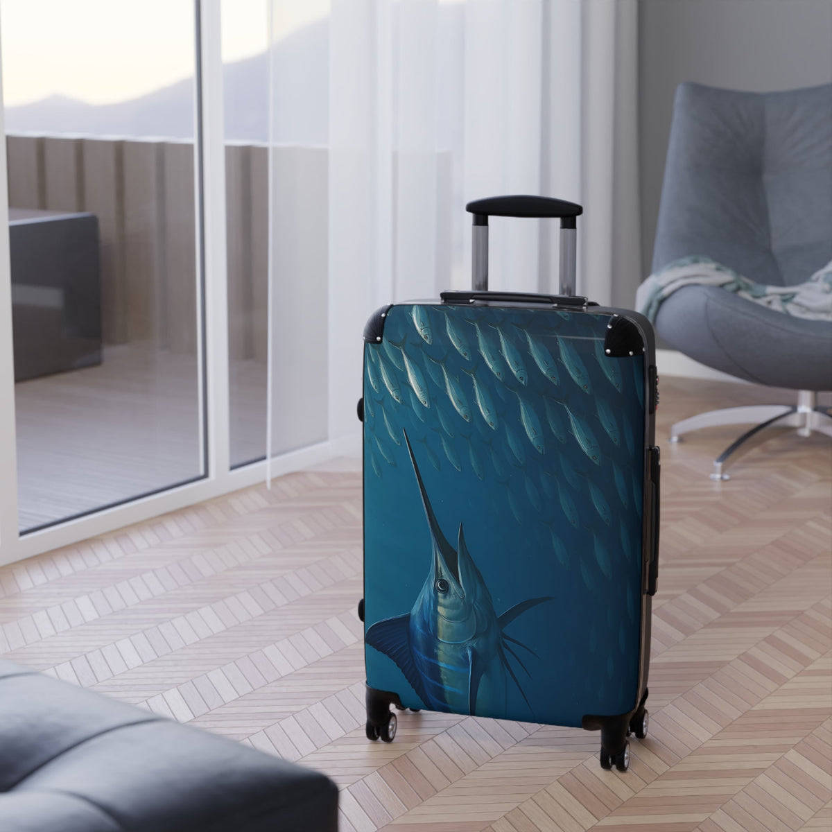 Ocean Journey Suitcase with Marlin Design - Perfect for Travelers and Adventurers - Get Tight Gear