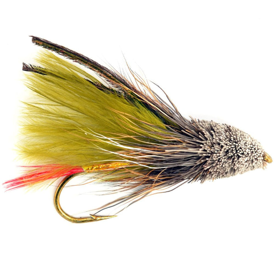 Olive Marabou Muddler Minnow Streamer Flies - 4 Fly Fishing Flies - Hook Size 8 - Get Tight Gear