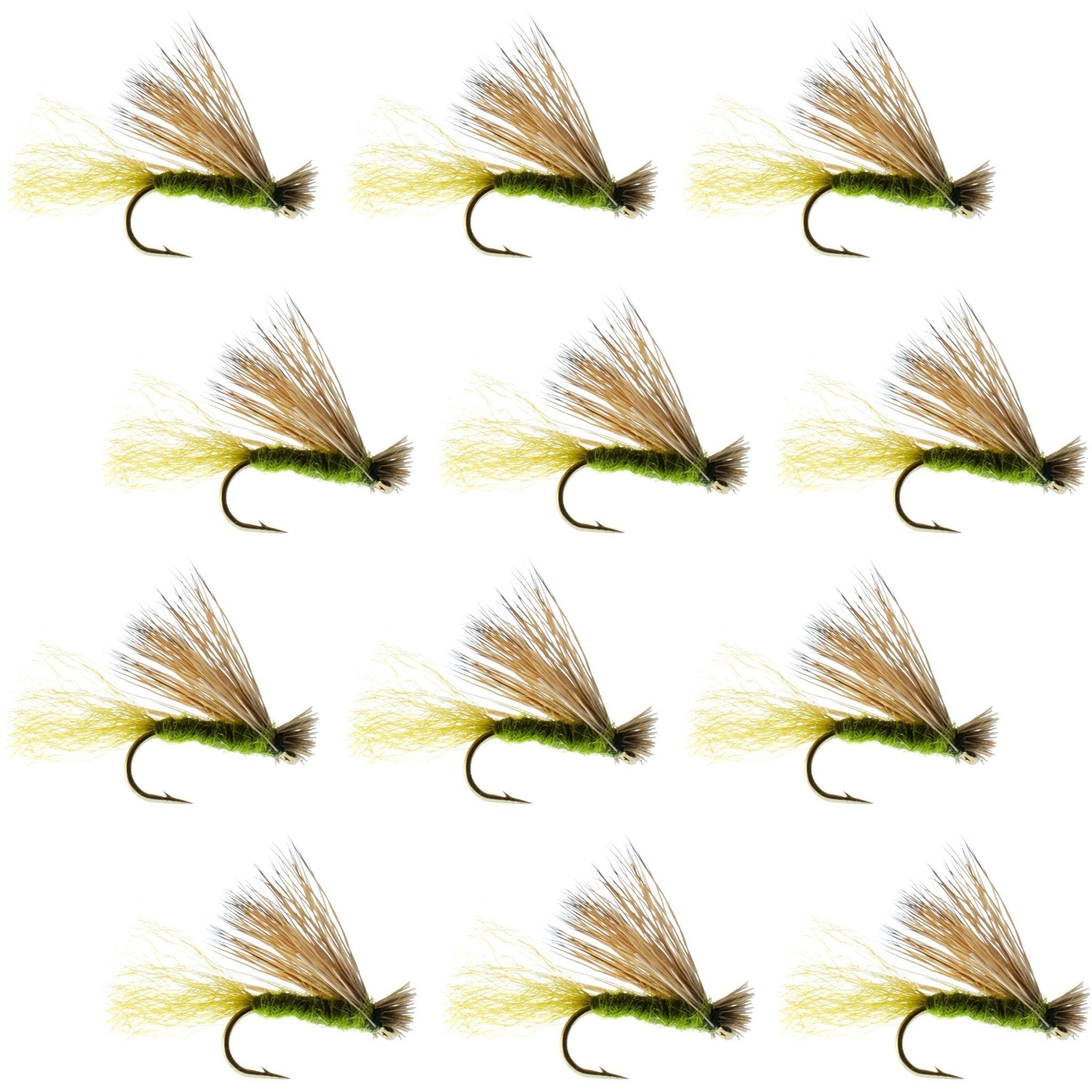 Olive X Caddis Emerging Caddis Adult Trout Dry Fly - 1 Dozen Flies Hook Size 18 - Get Tight Gear