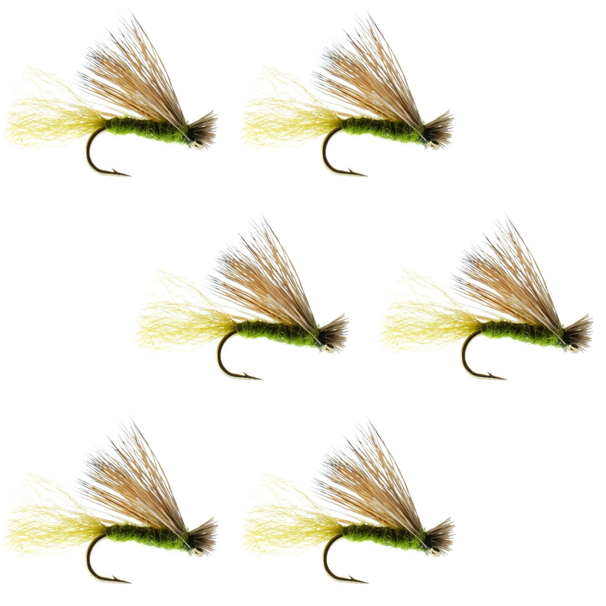 Olive X Caddis Emerging Caddis Adult Trout Dry Fly - 6 Flies Hook Size 16 - Get Tight Gear