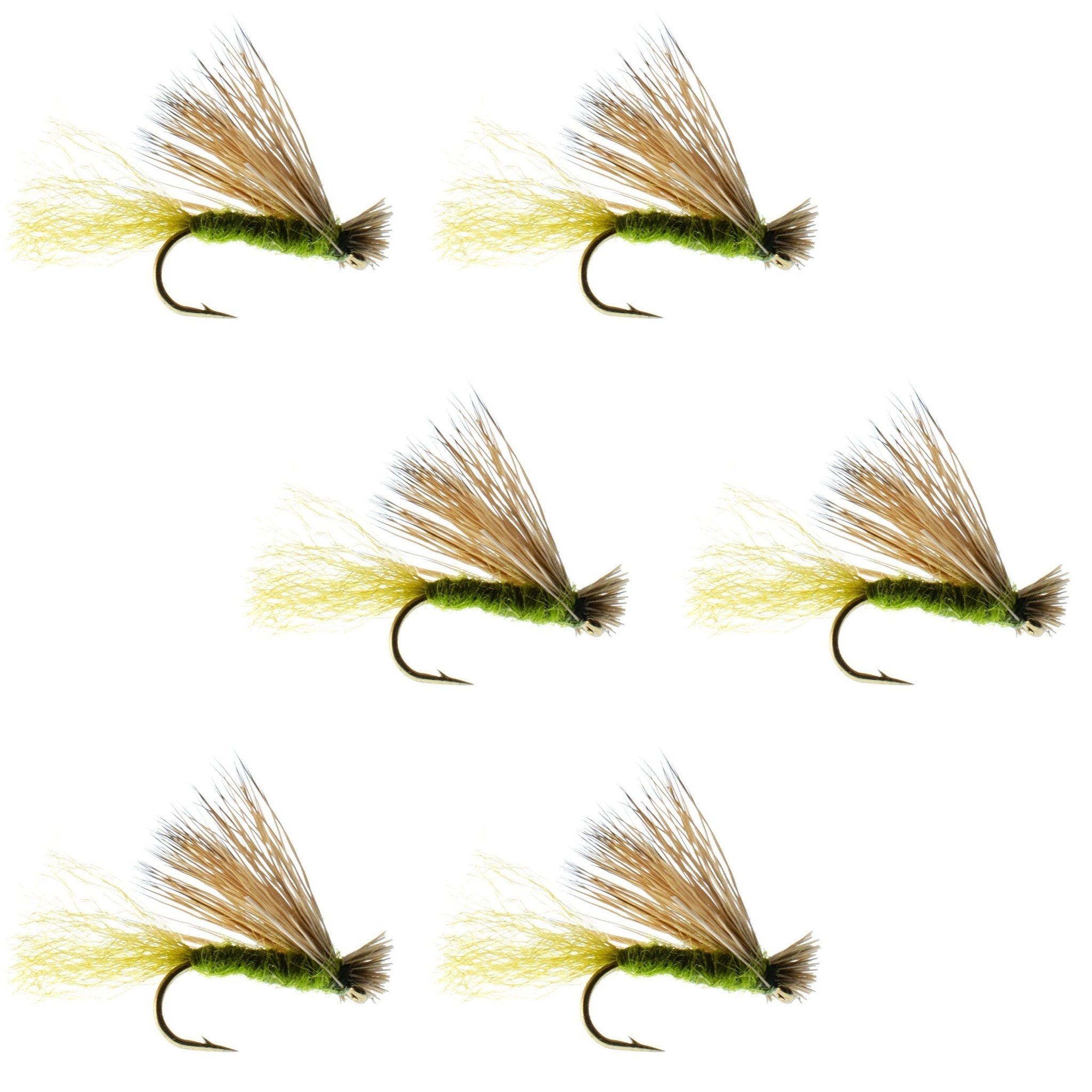 Olive X Caddis Emerging Caddis Adult Trout Dry Fly - 6 Flies Hook Size 16 - Get Tight Gear