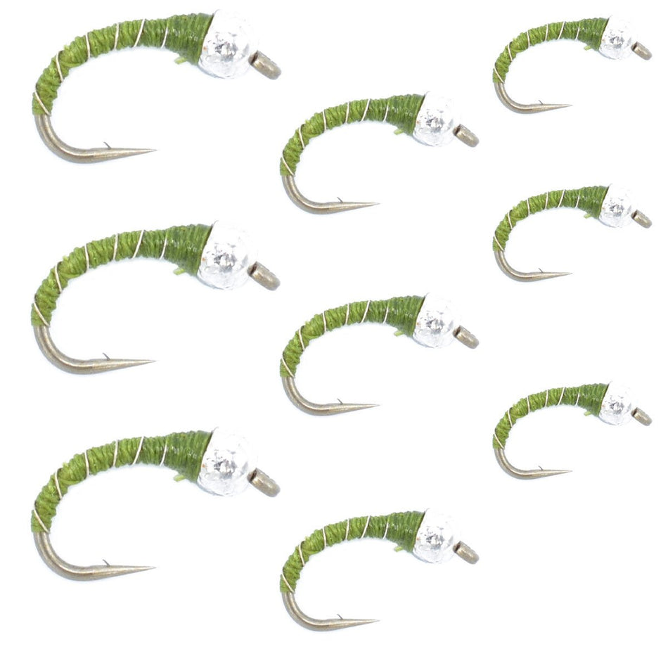 Olive Zebra Midge Assortment 3 Each of 3 Sizes 14, 16, 18 - Tailwater Fly Fishing Flies Collection - Get Tight Gear