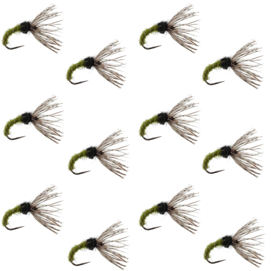 Olive Zebra Sakasa Kebari - 12 Tenkara Flies - Size 14 - Get Tight Gear