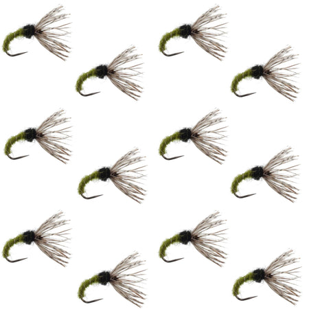 Olive Zebra Sakasa Kebari - 12 Tenkara Flies - Size 16 - Get Tight Gear