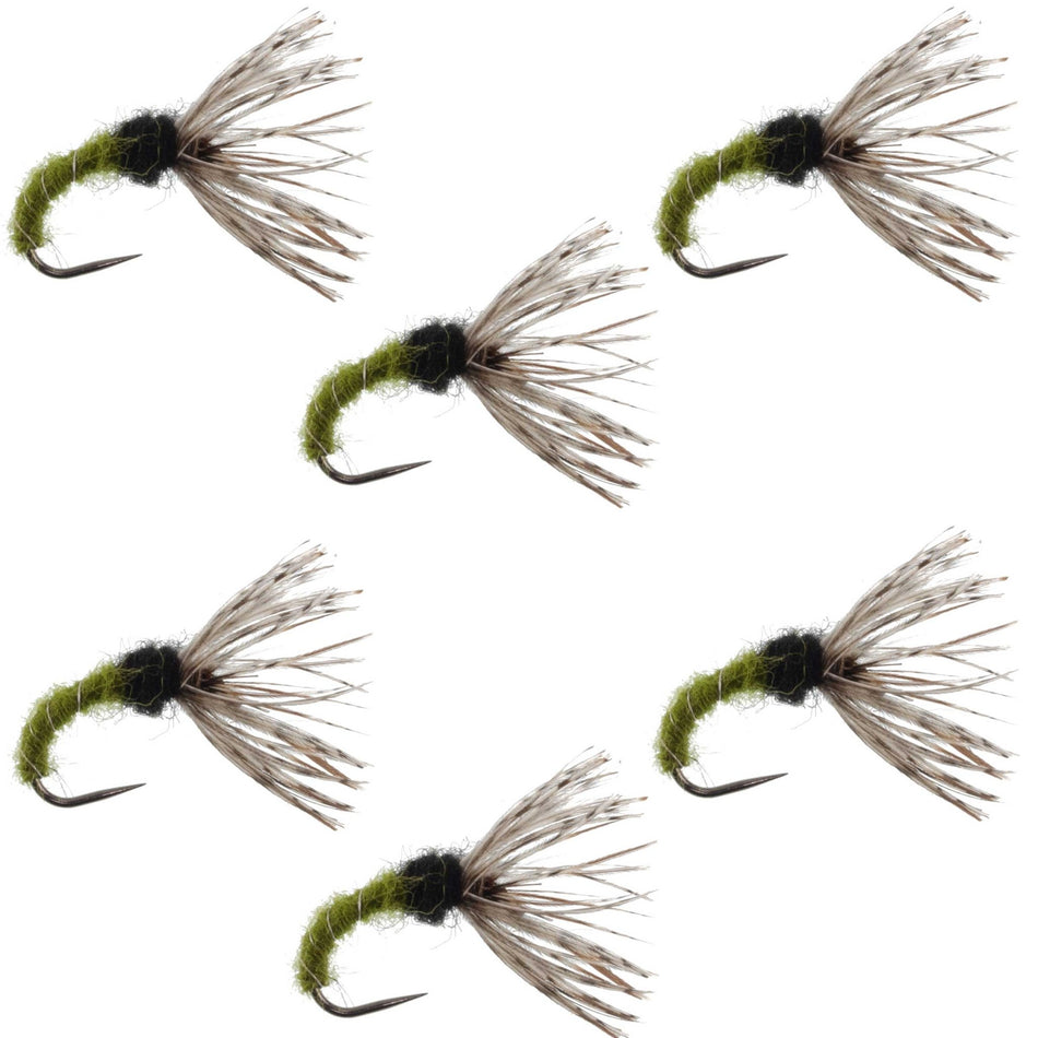 Olive Zebra Sakasa Kebari - 6 Tenkara Flies - Size 12 - Get Tight Gear