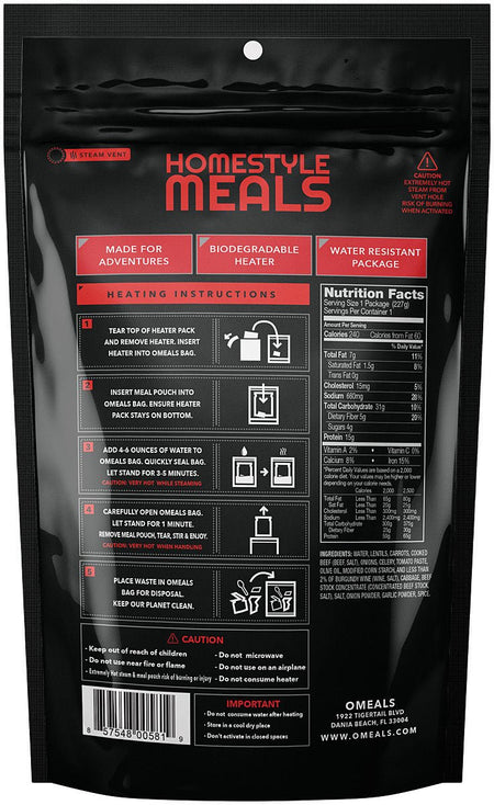 Omeals Lentils W/Beef - Get Tight Gear