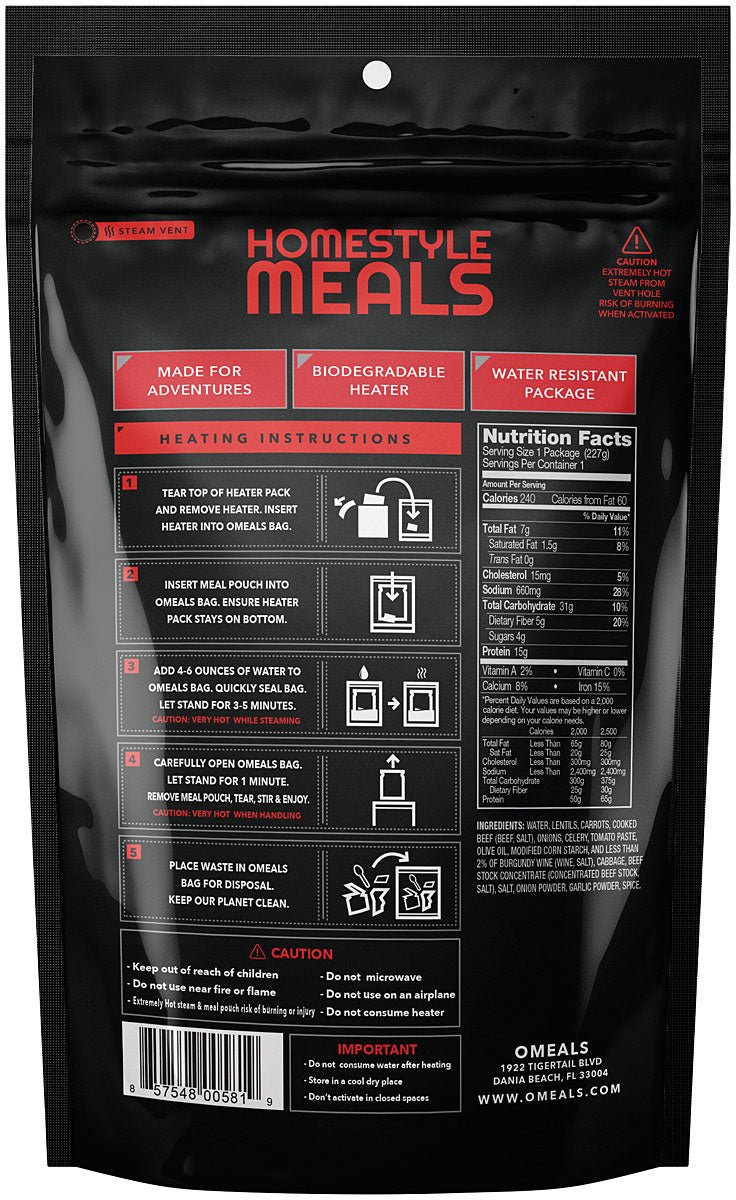 Omeals Lentils W/Beef - Get Tight Gear